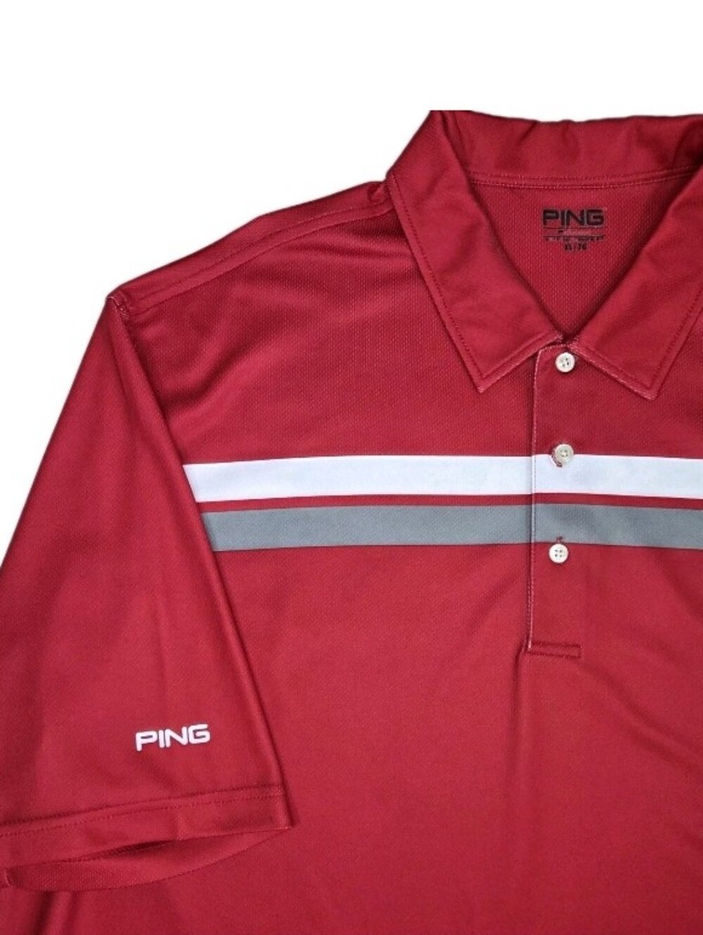 Ping Greenie Short Sleeve Golf Polo Shirt Mens Size XL Red Stripe Preppy